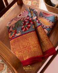 Kalamkari Hand painted Kanchi Pure Silk