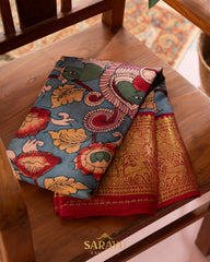 Kalamkari Hand painted Kanchi Pure Silk