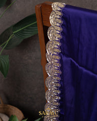 Royal Blue German Pure Designer Silk Saree