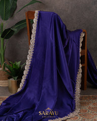 Royal Blue German Pure Designer Silk Saree