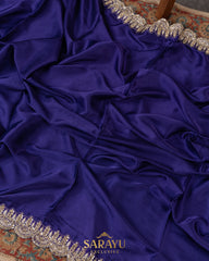 Royal Blue German Pure Designer Silk Saree