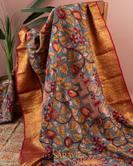 Kalamkari Hand painted Kanchi Pure Silk