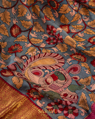 Kalamkari Hand painted Kanchi Pure Silk