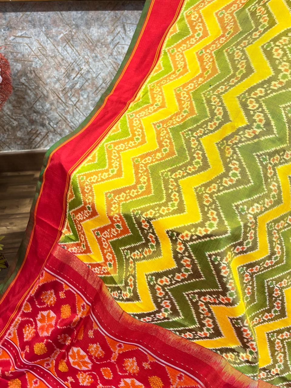 Yellow and Red Twill ikkat