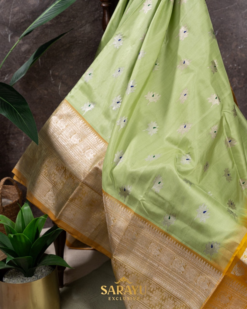 Pista Green and Yellow Venkatagiri Silk