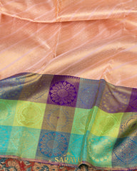 Blush and Multicolored Border Pure Kanchi Silk