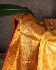 Golden Yellow Designer Pure Tissue Kanchi