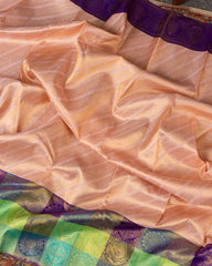 Blush and Multicolored Border Pure Kanchi Silk