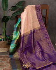 Blush and Multicolored Border Pure Kanchi Silk