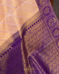 Blush and Multicolored Border Pure Kanchi Silk