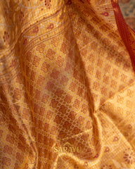 Golden Yellow Designer Pure Tissue Kanchi