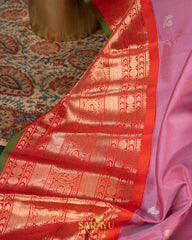 Deep rose pink and red double weave gadwal Pattu