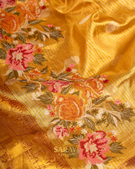 Golden Yellow Designer Pure Tissue Kanchi