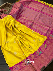 Yellow and Pink Gadwal Pattu