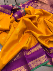 Deep Mustard Yellow Pure Kanchi Vintage Pattu