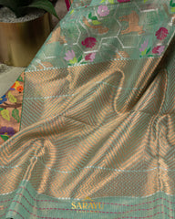 Light Blue Shade Single Tissue Zari Kota