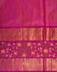 Deep Kankambram and Magenta Pink Double Shaded Pure Kanchi