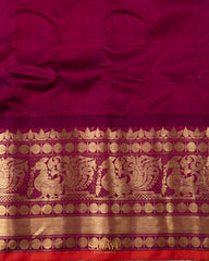 Light Blue and Maroon Color Combination Double Weave Gadwal Pattu