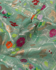 Light Blue Shade Single Tissue Zari Kota