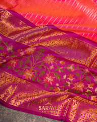 Deep Kankambram and Magenta Pink Double Shaded Pure Kanchi