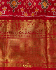 Beige and Red Twill Patola Kanchi