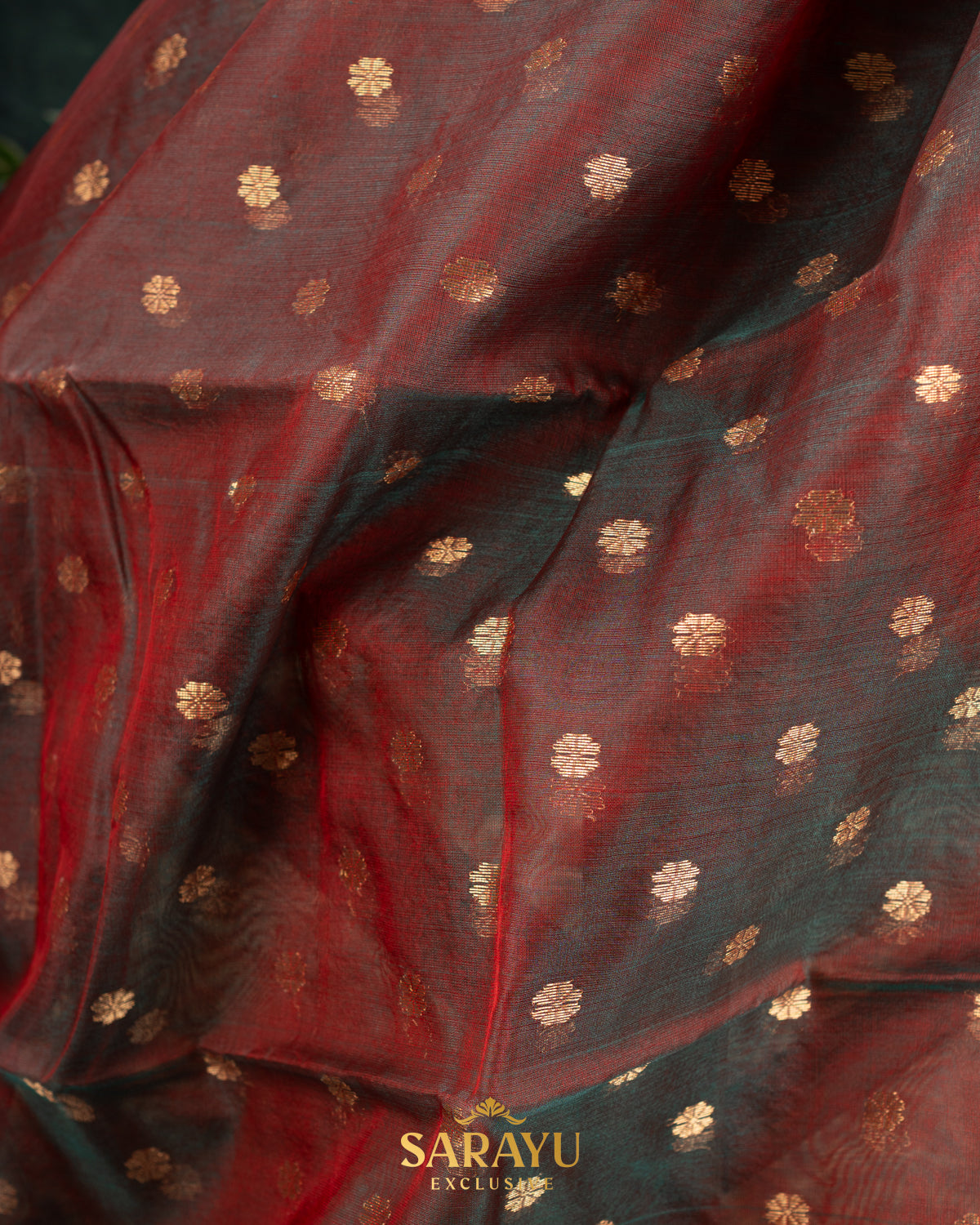 Moss green and Brown mixed Kalanetha Pure Chanderi Silk