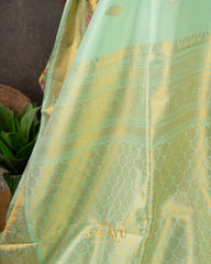 Sea Green Designer Soft Kanchi saree