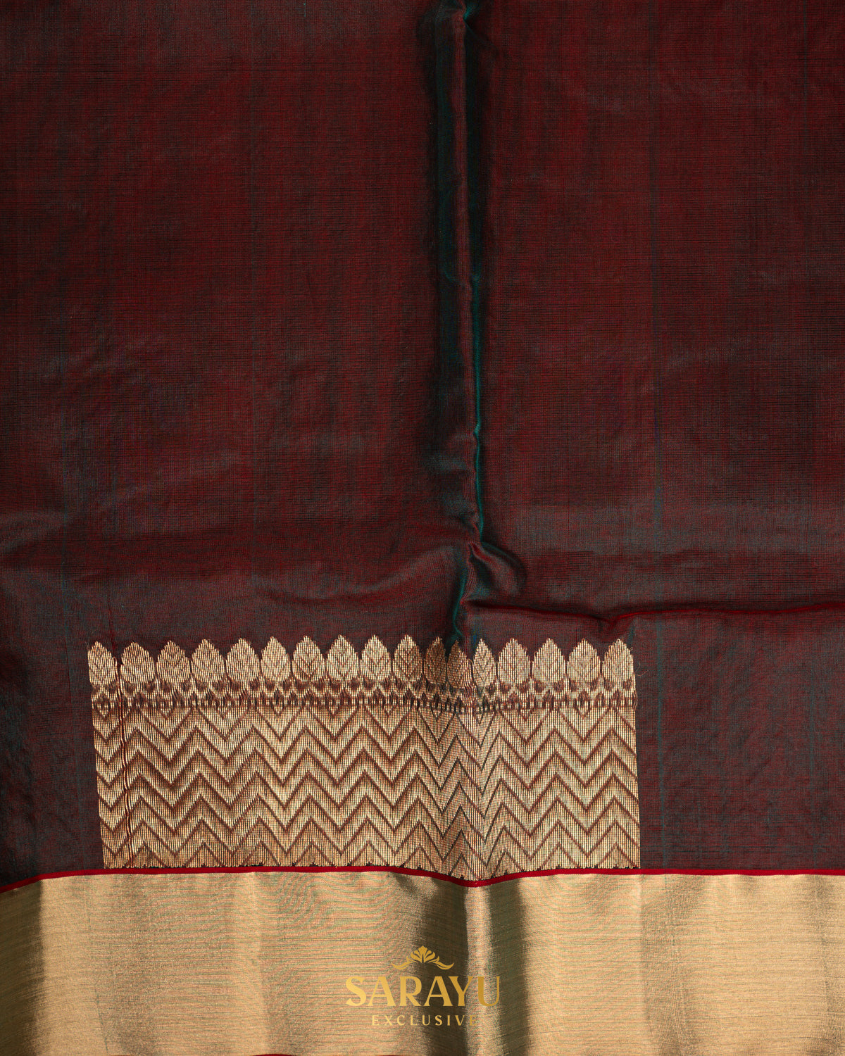 Moss green and Brown mixed Kalanetha Pure Chanderi Silk
