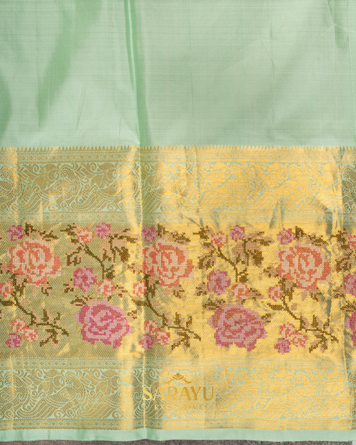 Sea Green Designer Soft Kanchi saree