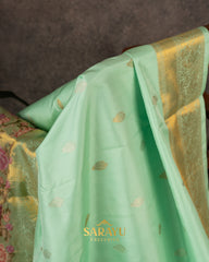 Sea Green Designer Soft Kanchi saree