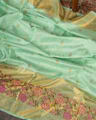 Sea Green Designer Soft Kanchi saree