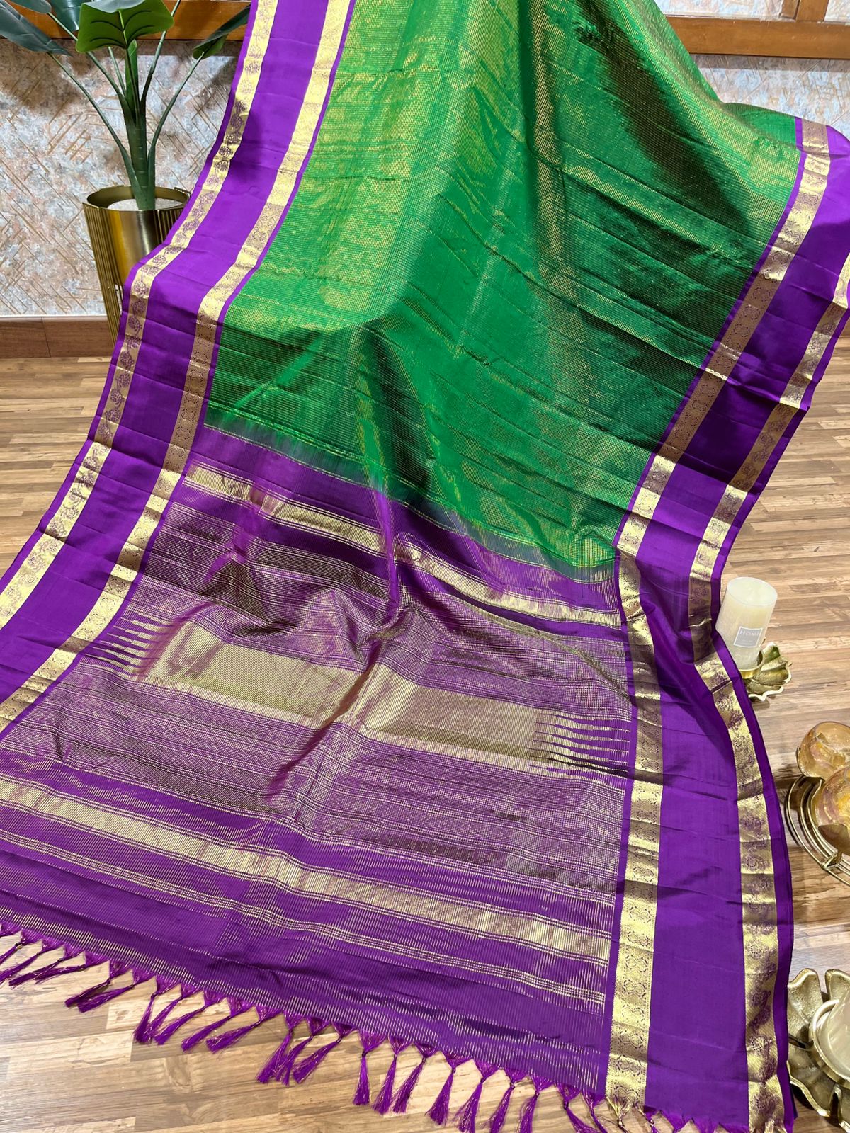 Green Space Border kanchi Pattu