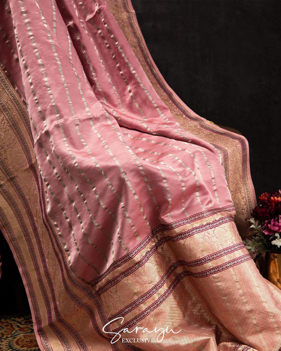 Light Blush Pink Contemporary Banarasi Soft Drape Pure Silk