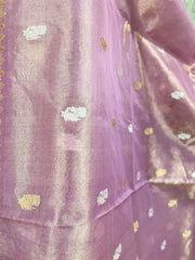 Lavender /Mauve Mix and Red Kora Tissue Banarasi