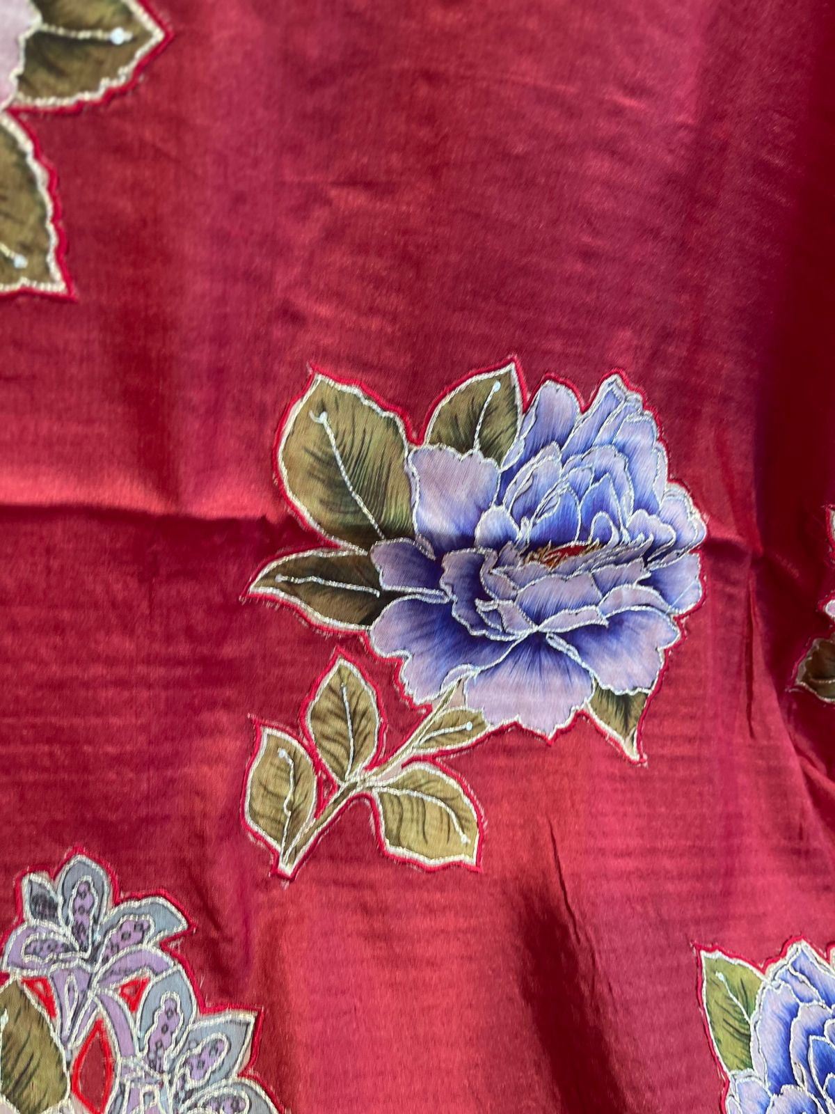 Maroon Red Green Tussar