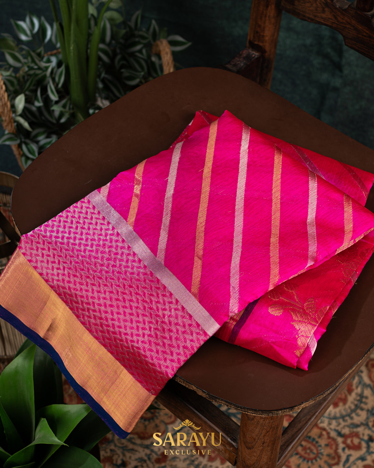 Rani Pink Pure Chanderi silk