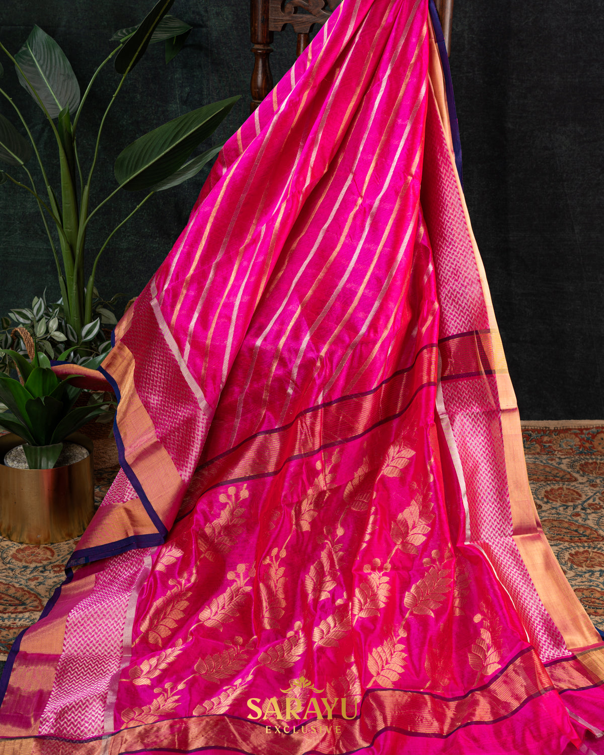 Rani Pink Pure Chanderi silk