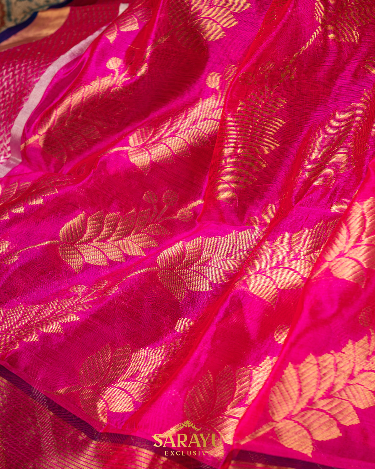 Rani Pink Pure Chanderi silk