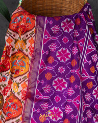 Red and Purple Twill Ikkat Silk Saree