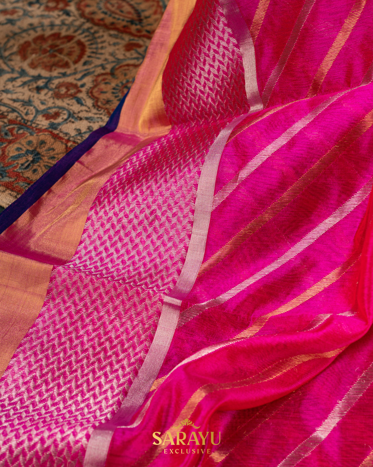 Rani Pink Pure Chanderi silk