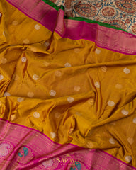 Honey Musturd and Pink Combination Double Weave Gadwal Pattu