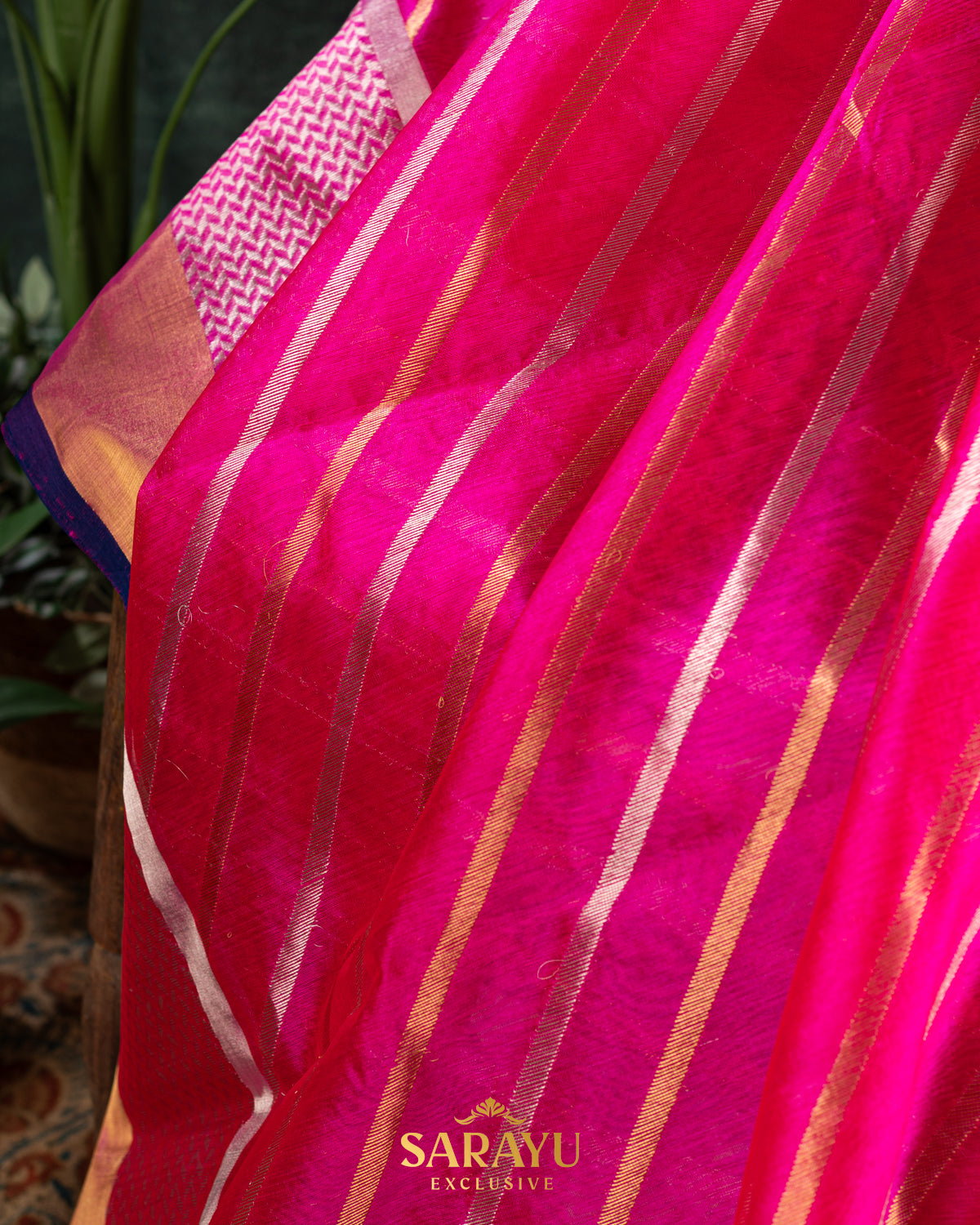 Rani Pink Pure Chanderi silk