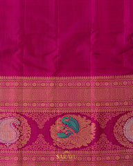 Honey Musturd and Pink Combination Double Weave Gadwal Pattu