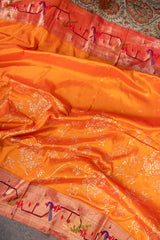 Orange Designer Paithani Saree