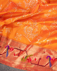 Orange Designer Paithani Saree