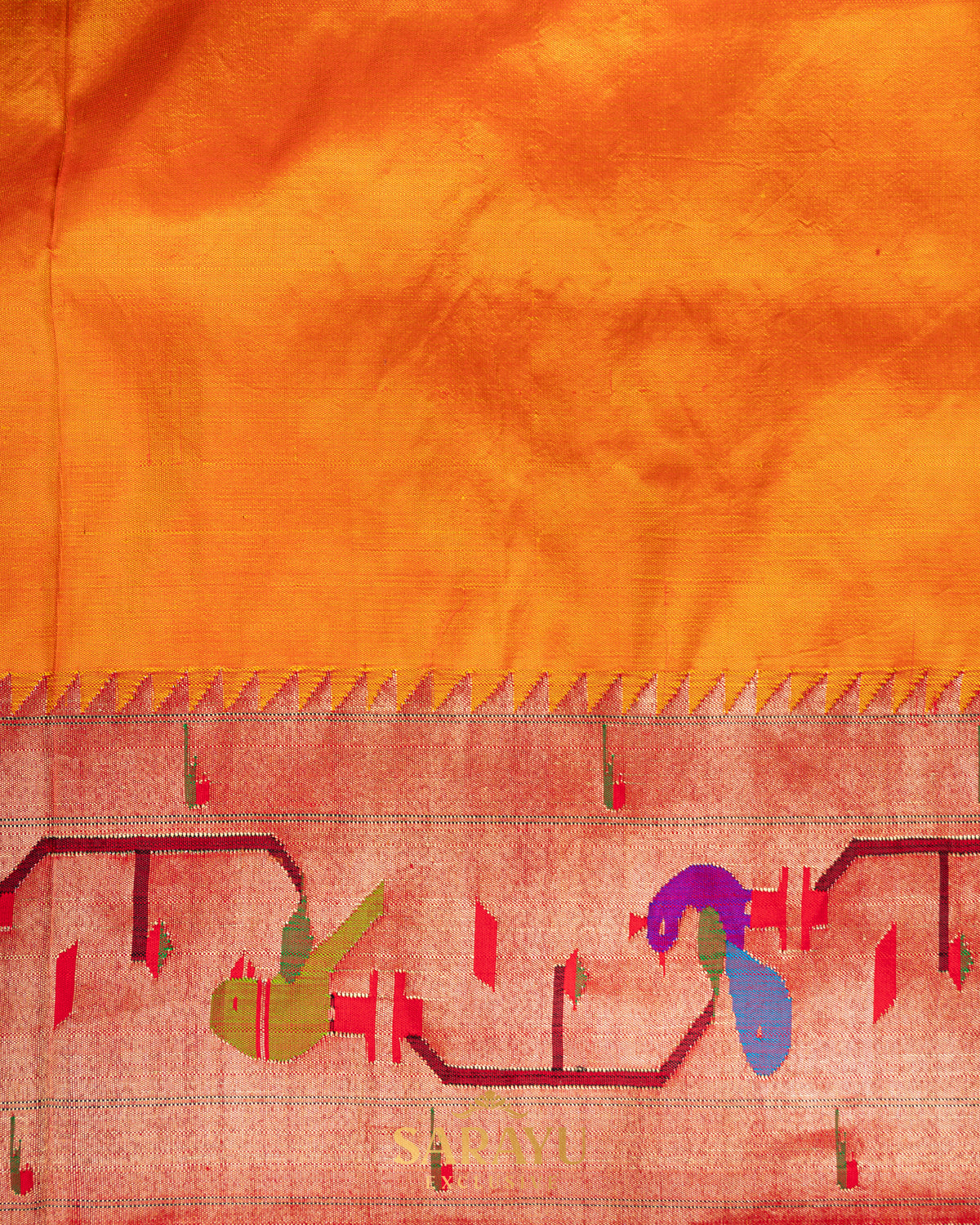 Orange Designer Paithani Saree