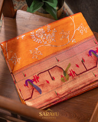 Orange Designer Paithani Saree