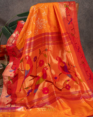 Orange Designer Paithani Saree