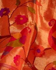 Orange Designer Paithani Saree