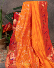 Orange Designer Paithani Saree